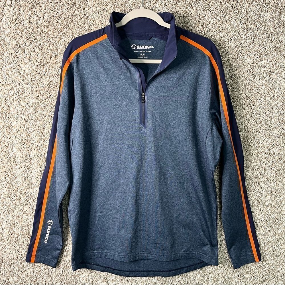 Sunice Sweatshirt Men's Medium‎ Blue Quarter Neck Zip Long Sleeve Pullover